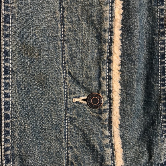 Vintage Gap Factory Store Faux Sherling Lined Trucker Jean Jacket - Picture 4 of 6